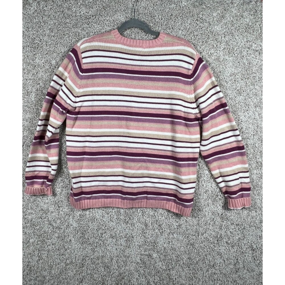 Vintage St. John’s Bay Sweater • Retro Pink Stripes • Super Soft & Comfy SIZE L - Picture 5 of 7